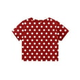 thumbnail image 5 of Inglocry Girls Short Sleeve Crop Tops Kids Fashion Oversized Cute Crew Neck Cropped Athletic T Shirts Oversized T-Shirt Polka Dot Graphic Tees Wine 1-2Y, 5 of 5