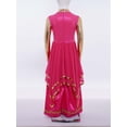 thumbnail image 3 of Doomiva Kids Girls Lyrical Praise Dance Outfit Long Sleeve Irregular Hem Worship Gold Trim Dress with Wide Leg Pants Hot Pink 10, 3 of 7