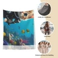 thumbnail image 6 of Cauagu Underwater Diving Cat Print Women Wrap Shawl tassels Scarves Retro Scarf 77.6"X28.3", 6 of 8