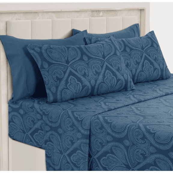 Deep Pocket 6 Piece Bed Sheet Set 1800 Series Hotel Comfort Paisley Sheet