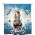 thumbnail image 5 of Funny Humor Shower Curtain Shark 60Wx72H Inch Bear Riding Surfing Cool Animal Gun Beach Blue Waves Ocean Birds Clouds Boys Men Art Polyester Fabric Bathroom Bathtub, 5 of 6