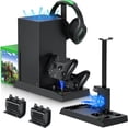 thumbnail image 1 of Soporte refrigerador con base de carga y doble controlador para Xbox Series X, con espacio para guardar auriculares y discos de juegos, y 2 baterías recargables de 1400 mAh, 1 of 8