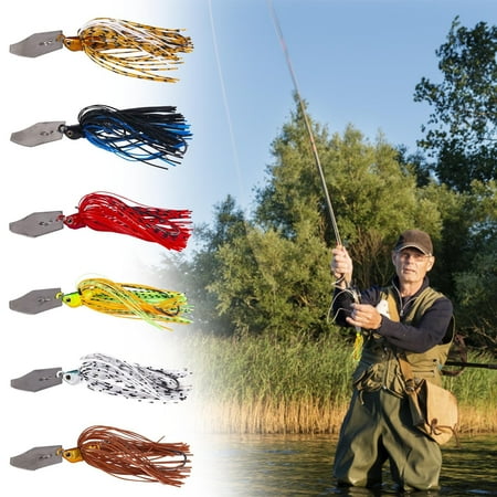 IMossad Bass Fishing Lure Set with Bladed Jigs and Vibrating Spinner Chatter Baits, 6 Count