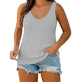 thumbnail image 4 of AnuYalue Lace Tank Tops for Women V Neck Wide Strap Soft Ribbed Camisole Fashion Sleeveless Round Neck Top, 4 of 7