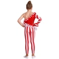 thumbnail image 4 of Yartina Girls Christmas Candy Cane Costume Striped Sequin Gymnastics Ballet Dance Unitard Jumpsuit Red 4, 4 of 7