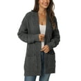 thumbnail image 4 of INSPIRE CHIC Women's Fall Winter Long Sleeve Cable Knit Open Front Sweater Cardigan with Pockets L Dark Grey, 4 of 6