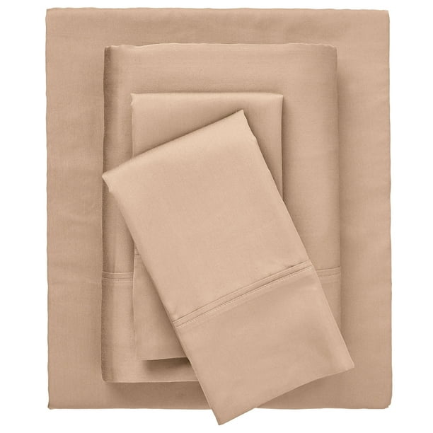 BrylaneHome Bed Tite 500Tc Cotton/Poly Blend Sheet Set Queen, Fawn
