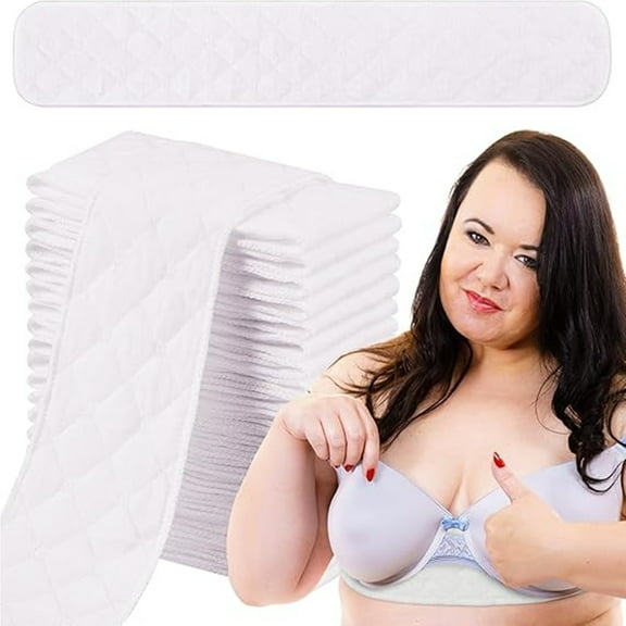 20 pcs Bra Liners for Sweat 18x3 inch 3 Layer Washable Rectangle Cotton Under Breasts Pads for Women Absorb Sweating
