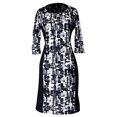 thumbnail image 1 of Peach Couture Robe Fourreau Amincissante Chic Imprimée Manches 3/4 Travail Affaires Fête Abstrait m, 1 of 1