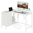 thumbnail image 3 of CazToi 43" L-Shaped Computer Desk with RGB LED Lights & Built-in Charging Station 3 Storage Drawers, 3 of 7