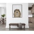 thumbnail image 5 of Kate and Laurel Sylvie Lion Color Framed Canvas Wall Art by Simon Te of Tai Prints, 28x38 Gray, Simple Neutral Animal Portrait Art Wall Décor, 5 of 6