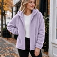 thumbnail image 6 of Smupbvky Womens Fleece Hoodie Full Zip Fuzzy Sherpa Jacket Long Sleeve Oversized Warm Coat with Pockets (S, Purple), 6 of 9