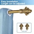 thumbnail image 3 of Urbanest Adjustable Single Curtain Rod Set with Leaf Finials – 3/4-Inch Diameter, With Renaissance Gold Rod, 84–120 Inches, 3 of 6