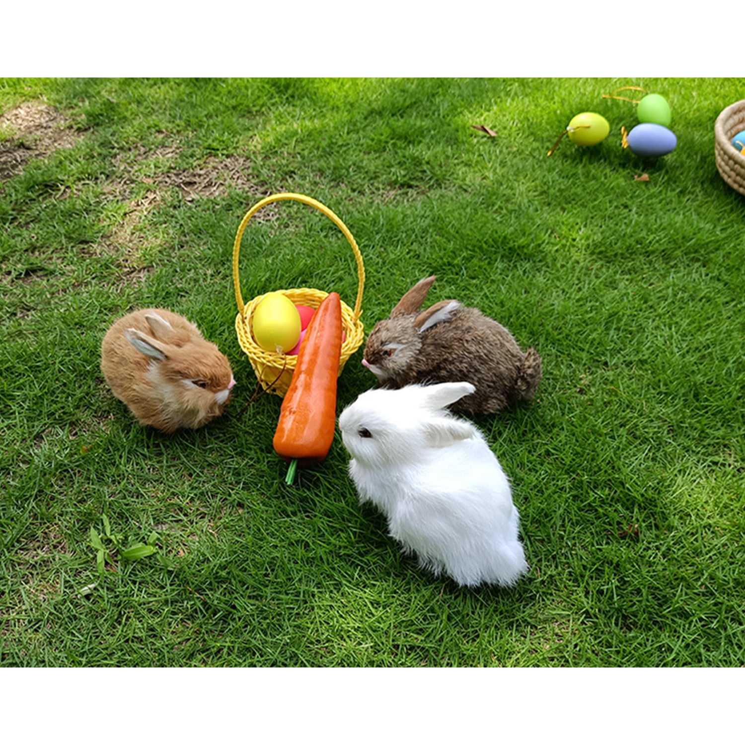 2pcs 5.5in Realistic Cute Plush Rabbits Fur Lifelike Animal Easter Bunny Simulation Toy Gift Decorations，Style 7