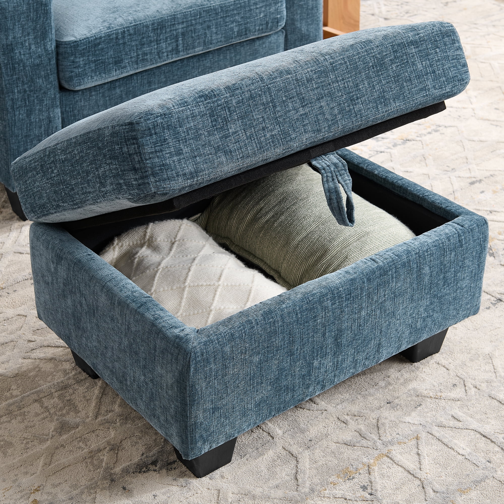 Recliner Chair with Adjustable Backrest, Cup Holders, USB Charging Port, Phone Stand, Arm Storage and Storage Ottoman