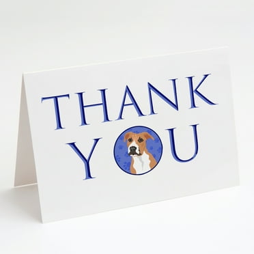 Pit Bull Fawn #3 Thank You Greeting Cards and Envelopes Pack of 8 7 in x 5 in