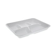Pactiv Corp. YTH10500SGBX 5 Compartment 8.25 in. x 10.5 in. x 1 in. Foam School Trays - White (500/Carton)