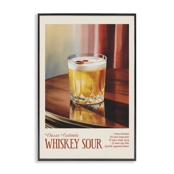 Stupell Industries Whiskey Sour on Table Black Framed Giclee Art, design by Andreas Magnusson