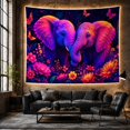 thumbnail image 6 of Floral Garden Elephants with Facing Each Other Their, Mystical Fantasy for Space Lovers, Galaxy Room Decor, Mother'S Day Gift, Tapestry Wall Hanging for Bedroom and Dorm, 6 of 7
