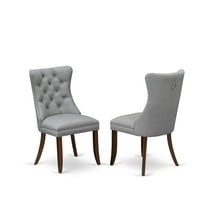 East West Furniture Parson Dining Chairs - Light Gray faux leather Upholstered Chairs, Set of 2
