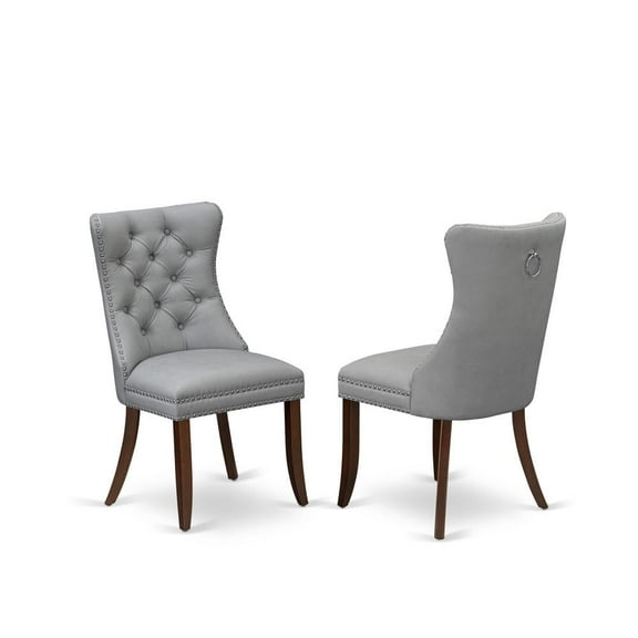 East West Furniture Parson Dining Chairs - Light Gray faux leather Upholstered Chairs, Set of 2