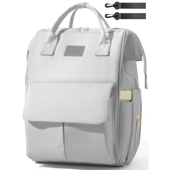 Ficcug Diaper Bag Backpacks with Insulated Pocket,Waterproof Large Baby Bag for Boys Girls,Unisex Travel Baby Changing Bag for Mom Dad,Gray