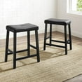 thumbnail image 2 of UPHOLSTERED SADDLE SEAT BAR STOOL IN BLACK FINISH WITH 24 INCH SEAT HEIGHT. (SET OF TWO), 2 of 5