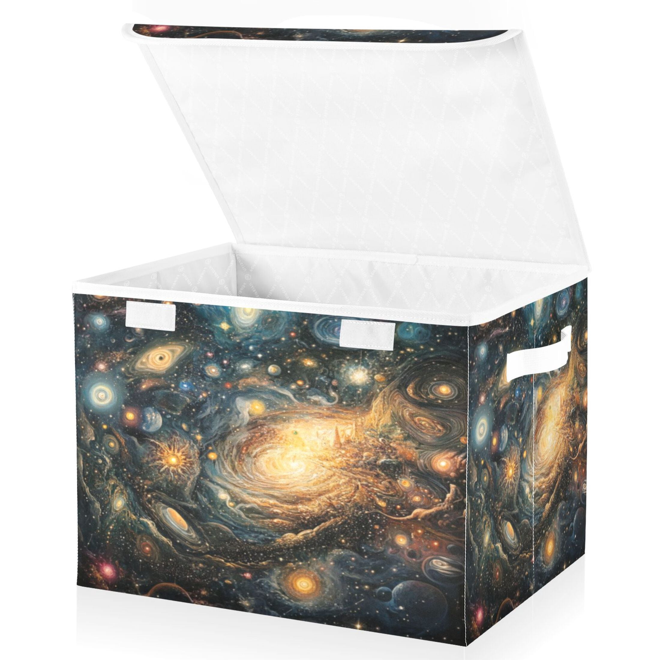 Storage Box With Lid 16.5x12.6x11.8In Foldable Stacked Household Storage Box Color Galaxy Picture