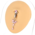 thumbnail image 5 of Anillo de ombligo de cobre con microincrustaciones, estilo mariposa rosa, ombligo falso sin agujero, anillo de ombligo falso sin perforación, joyería sexy para piercing en el ombligo, 5 of 5