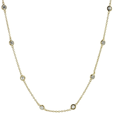 Brinley Co. Women's CZ Sterling Silver Strand Necklace, Gold, 16