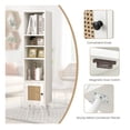 thumbnail image 4 of Rattan Storage Cabinet, 4 Tier Slim Design Wood Cabinet with Doors & Shelves, Natural Rattan Accent Cabinet for Living Room, Bedroom, Entryway - 11.5"x11.5"x54", Black, 4 of 9