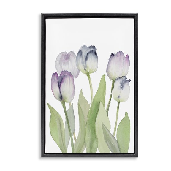 Stupell Industries Soft Garden Tulips Botanical & Floral Painting Black Floater Framed Art Print Wall Art, 21 x 31