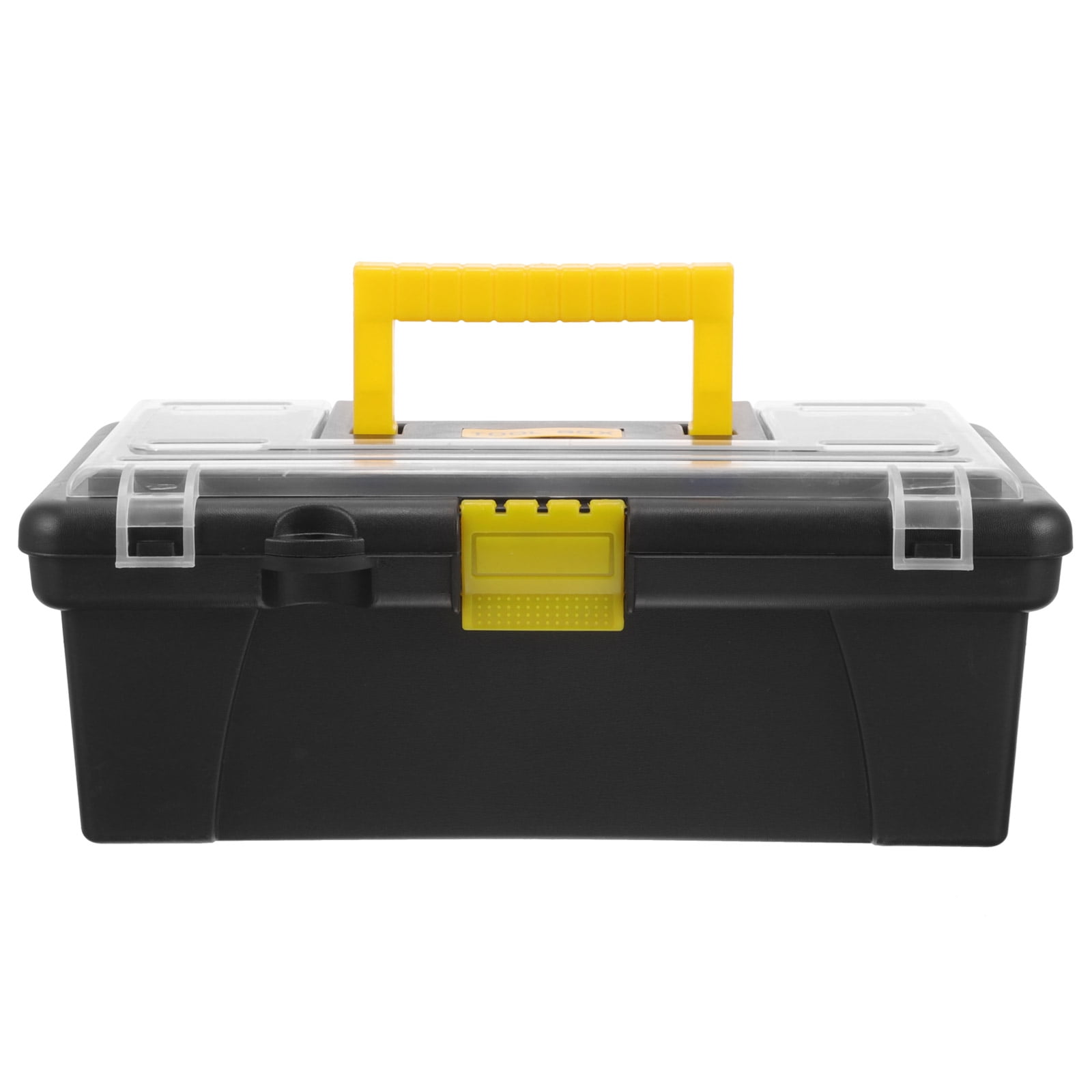HAMPPLIES Large Capacity Black Plastic Multi-Purpose Tool Storage Box for Home Garage and Workshop Organization