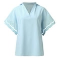 thumbnail image 5 of Summer Tops For Women Loose Bat Sleeve Tee Shirt Short Sleeve Blouse Casual Linen Shirts V Neck Tunic Tops Womens Long Sleeve Athletic Shirt Womens Turtleneck Shirts Long Sleeve Women Casual Tee, 5 of 5