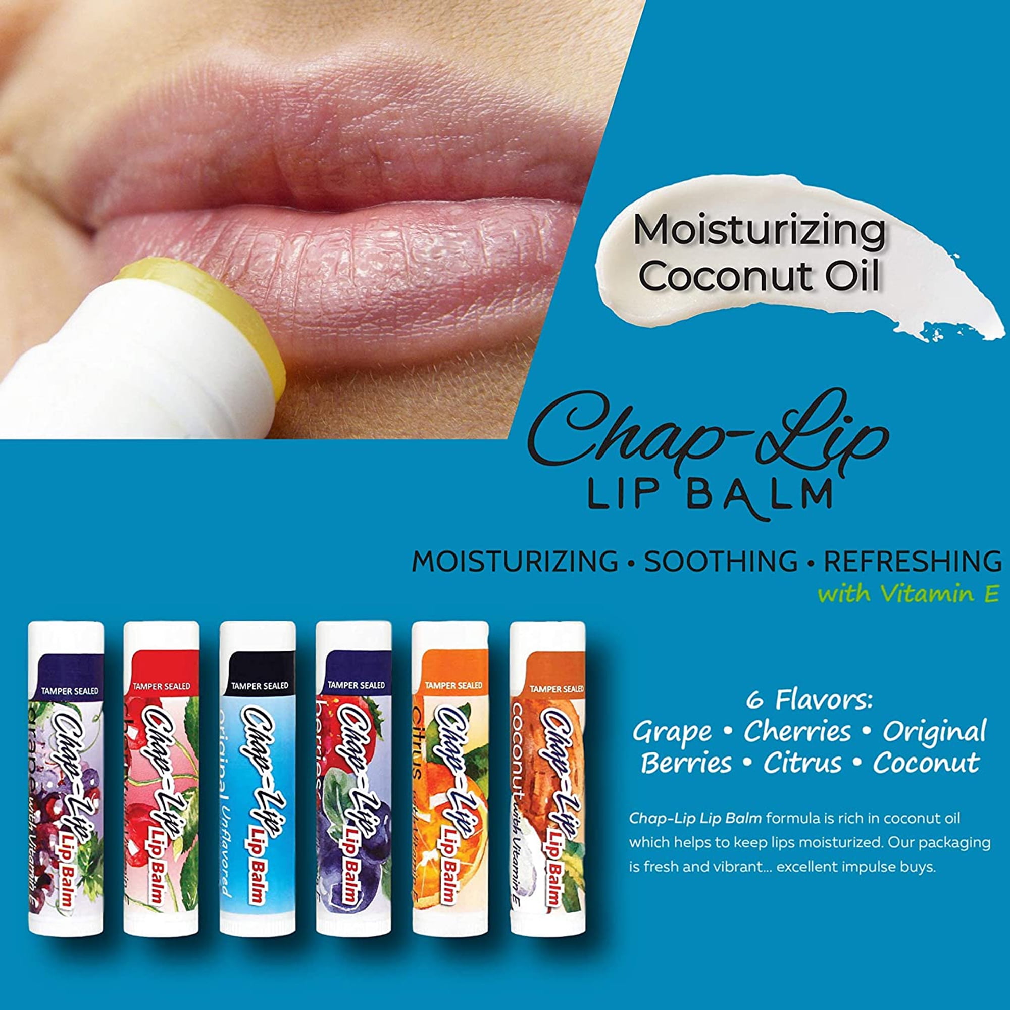 Chap-Lip Moisturizing Lip Balm Hydrating Treatment for Dry Cracked Lips 60 Pieces