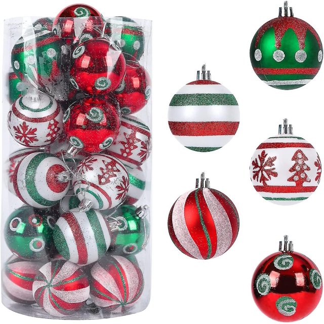 Adornos de bolas de Navidad JanHm 30 piezas 6 cm Plástico Irrompible