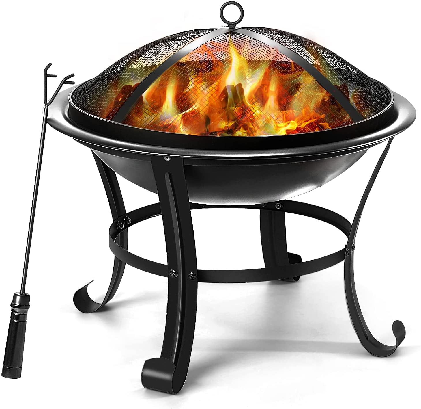 QOMOTOP Charcoal Grill Camping BBQ Grill Patio Backyard Cooking Portable Charcoal Grill 22.5 inch Barbecue Grill