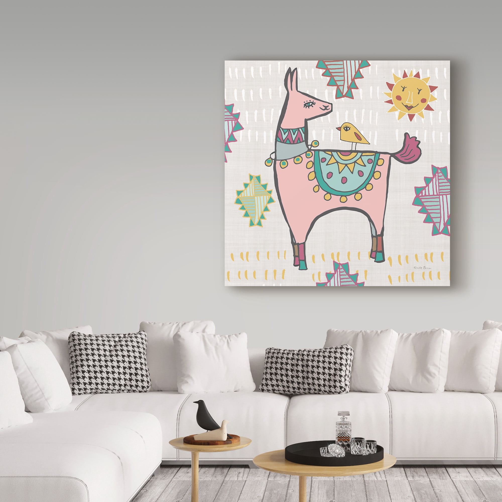 Trademark Fine Art 'Playful Llamas III' Canvas Art by Farida Zaman