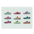 thumbnail image 1 of Running Cutting Board, Arrangement of Gym Shoes Sneakers Trainers Set Footwear Colorful Pattern Shoelaces, Decorative Tempered Glass Cutting and Serving Board, in 3 Sizes, by Ambesonne, 1 of 2