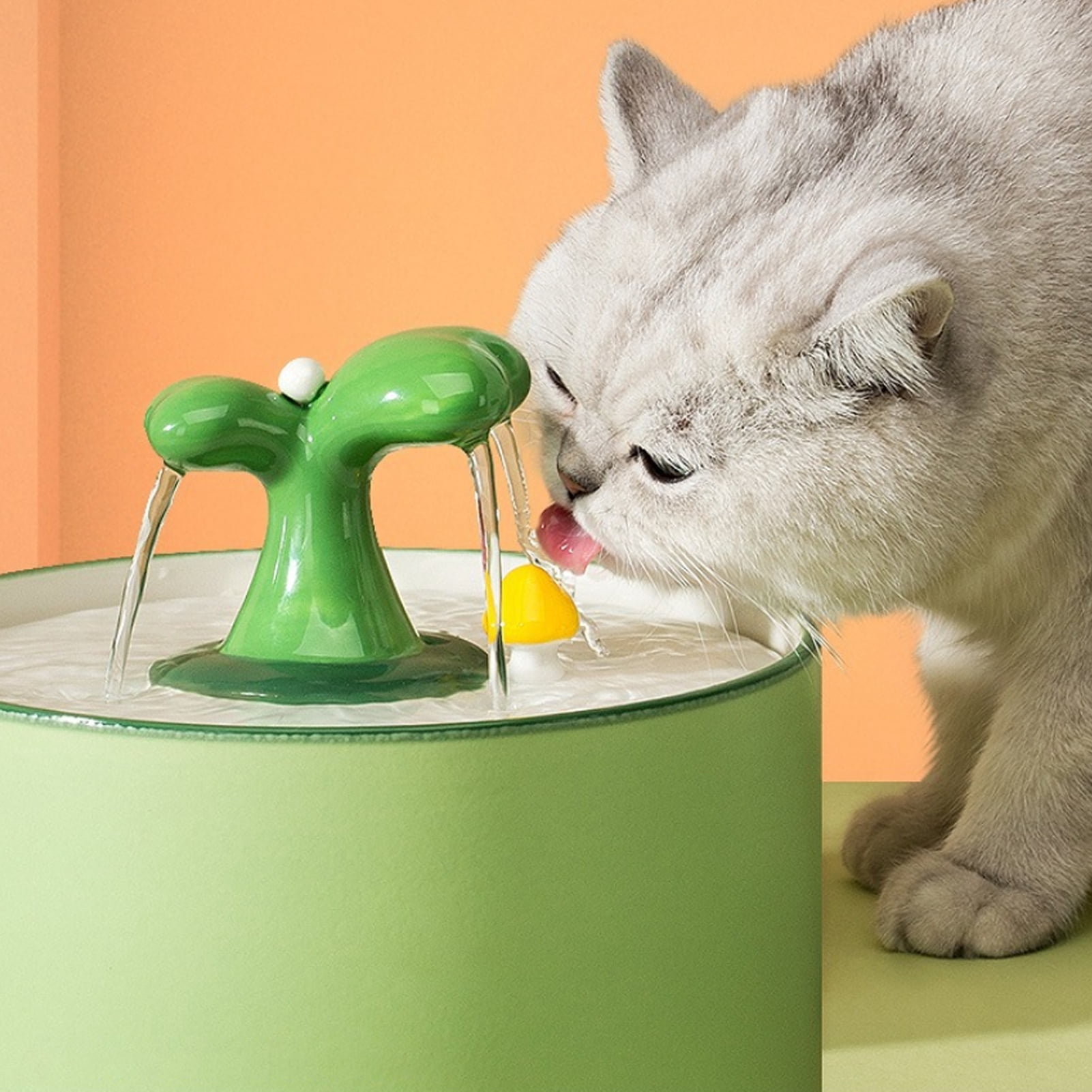 YIFAEUX 1.5L Automatic Cat Water Fountain Ceramics Pet Drinking Dispenser Ultra-Quiet Pet Water Bowl with Filtration System for Indoor Cats Dogs