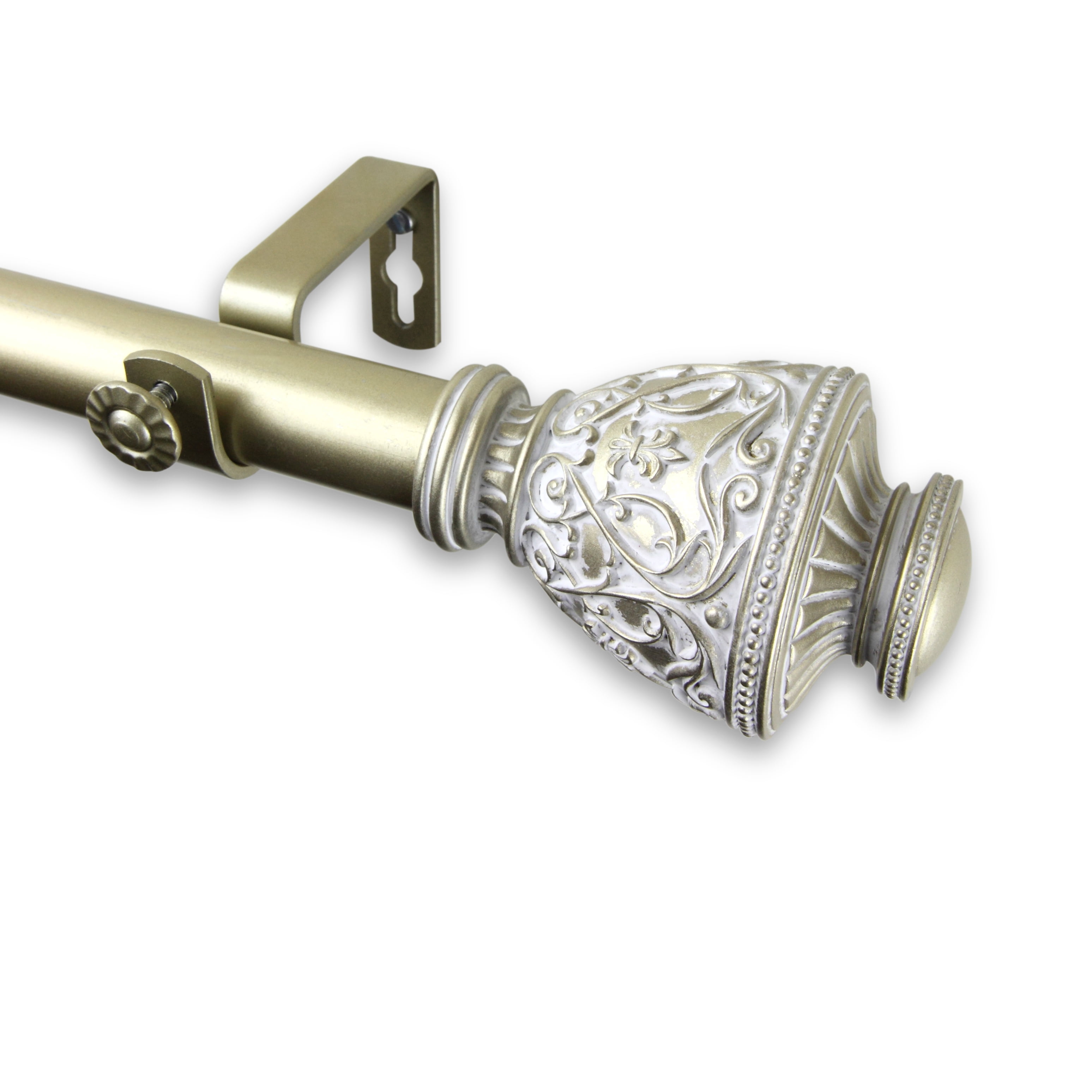 1" Dia Adjustable Savia Double Curtain Rod 120-170 inch Light Gold