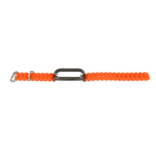 Correa de reloj de silicona con carcasa protectora de acero inoxidable, accesorio apto para Mi Band 7, color naranja
