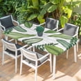 thumbnail image 2 of Green Leaves Table Cloths for 6 Foot Rectangle Tables, Tropical Summer Botanical Watercolor Elegant Wooden Patio Waterproof Elastic Fitted Tablecloths, Washable Rectangular Table Cover for Camping, 2 of 8