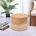 thumbnail image 6 of Tcbosik Natural Seagrass Foot Stool, 18 inch Round Ottoman, Hand Weaving Footrest for Living Room, Bedroom, Hallway, Natural & White, 6 of 6
