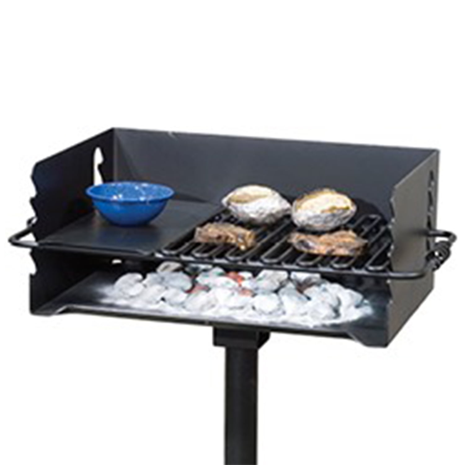 Pilot Rock Jumbo Park Style Steel Outdoor BBQ Charcoal Grill, Black