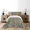 thumbnail image 4 of Ambesonne Abstract Quilted Bedspread Set 2 Pcs, Stars Swirls Lines Dots, Twin Size, Multicolor, 4 of 5