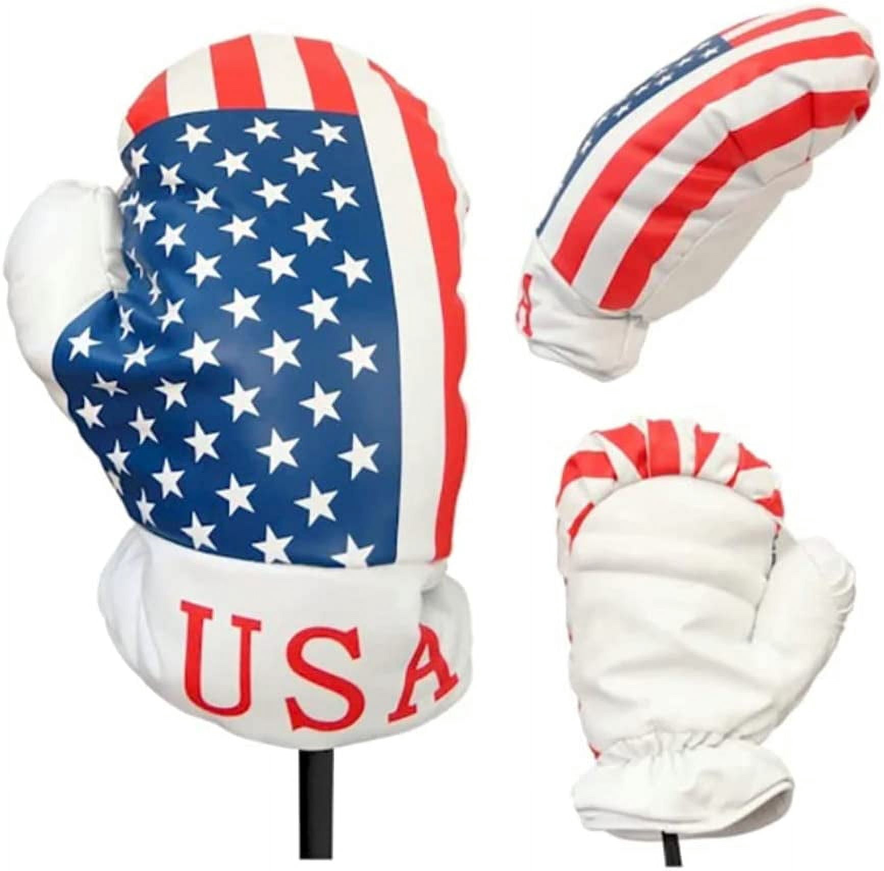 USA Boxing Glove Golf Head Cover - Fits 460cc Driver - Patriotic Red White & Blue American Flag Golf Club Headcover