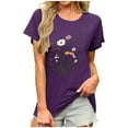 thumbnail image 2 of Gamivast Womens Plus Size Print Tshirt Cute Graphic Floral Tees Short Sleeve Shirts Casual Summer Tee Tops Purple S of the Day My Orders Placed Recently by Me Delivery Status, 2 of 4