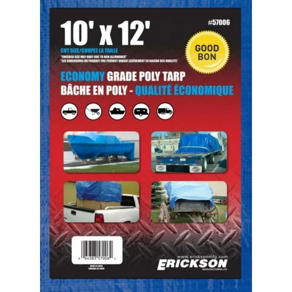 Erickson 10' x 12' Economy Grade Poly Tarp, Blue