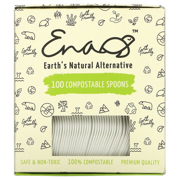 Earth's Natural Alternative , Cuillères Compostables, 100 Unités